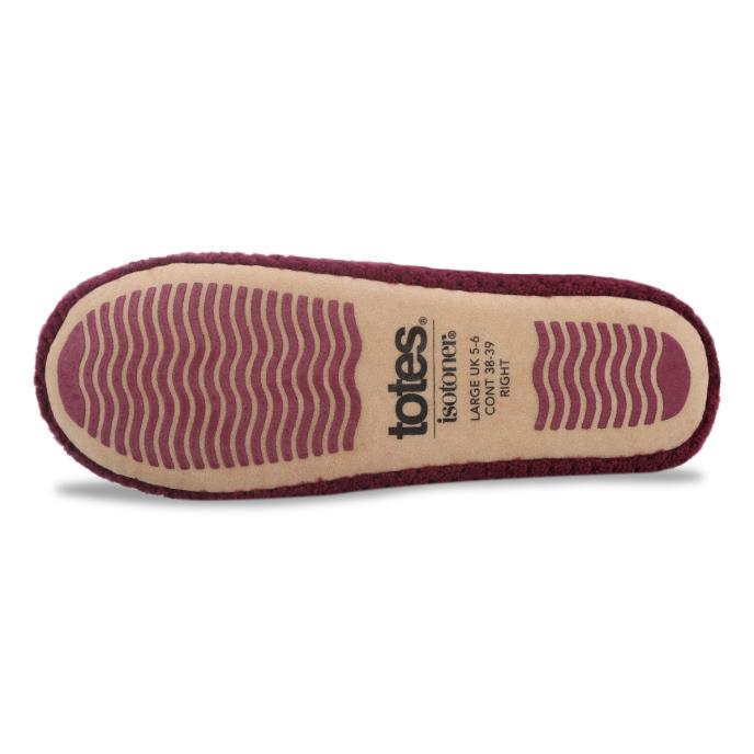 Isotoner® Ladies Popcorn Terry Ballet Slipper Burgundy Extra Image 5